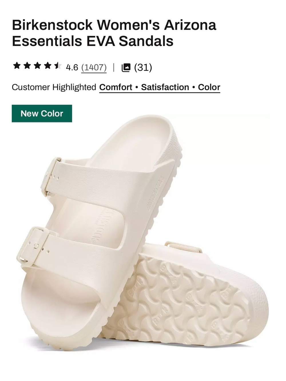 Birkenstock Women’s Arizona EVA Sandals in Eggshell/Cream